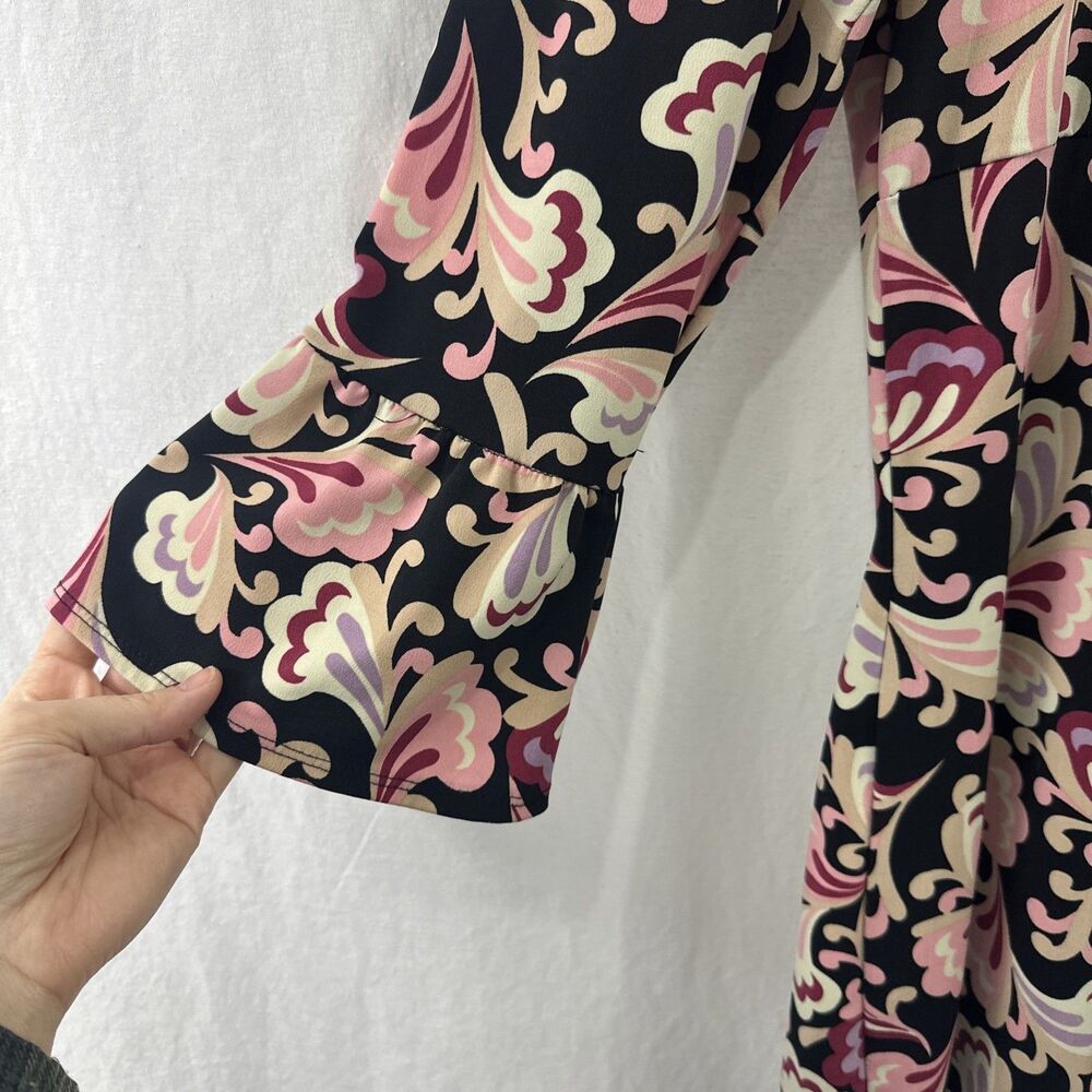 JTB Vintage Babydoll Milkmaid Bell Sleeve Pink Floral Top Womens M? Romantic - Picture 6 of 6